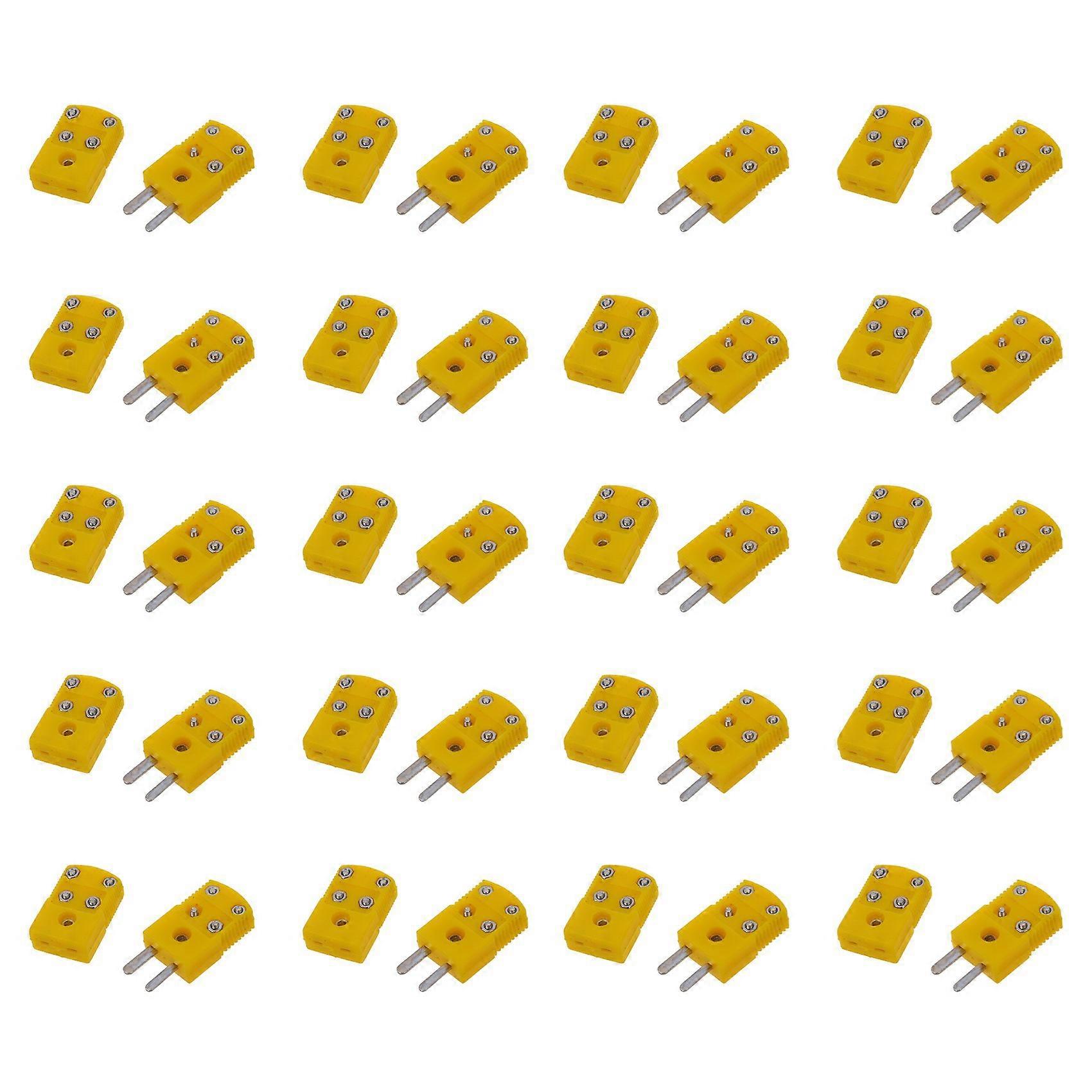 40X Yellow Plastic Shell K Type Thermocouple Plug Socket Connector Set