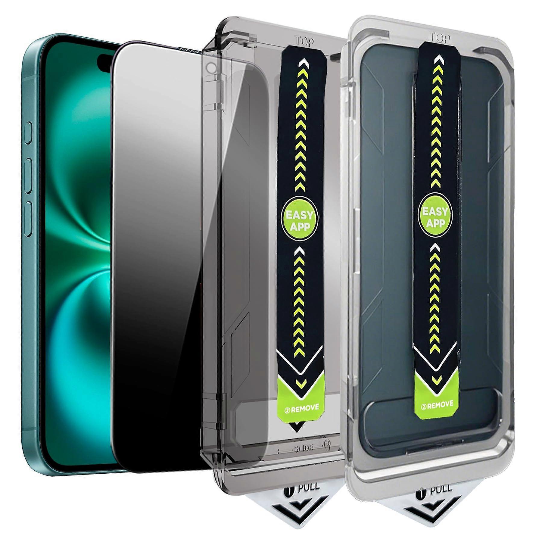 2 Pack 25° Privacy Screen Protector for iPhone 14 Pro 15 16, AntiSpy Tempered Glass, Auto Alignment