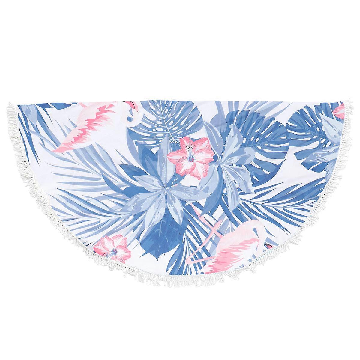 Blue Round Beach Towel with Colorful Bird Pattern for Bath Use 2Pcs