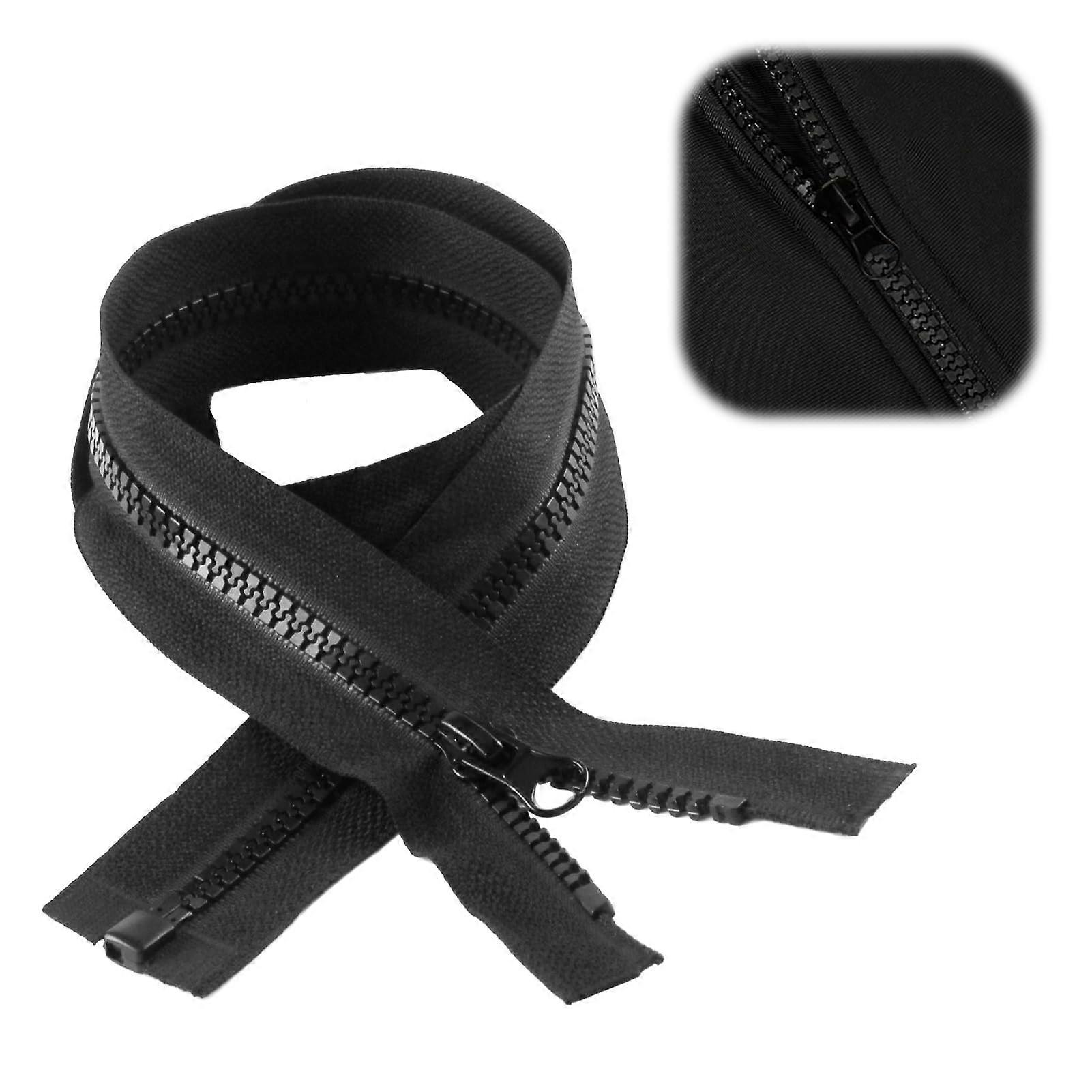 Black Chunky Resin OpenEnd Jacket Zipper 70cm Durable Teeth Easy Replacement for Coats