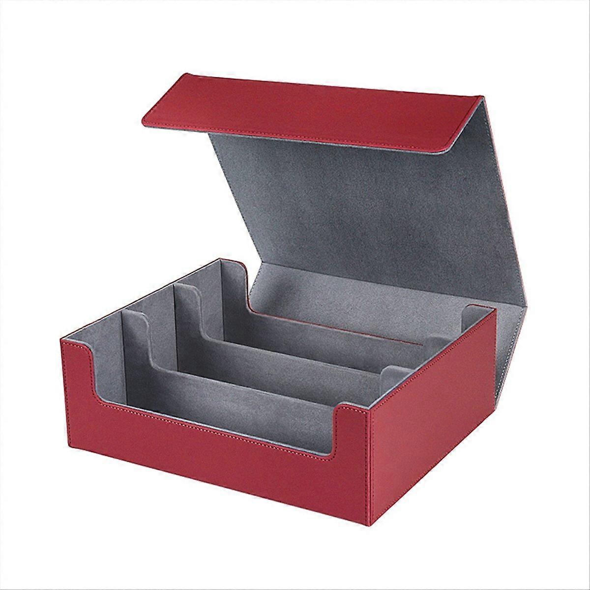 Card Storage Box for Trading Cards,1800+ PU Card Deck Case, Red