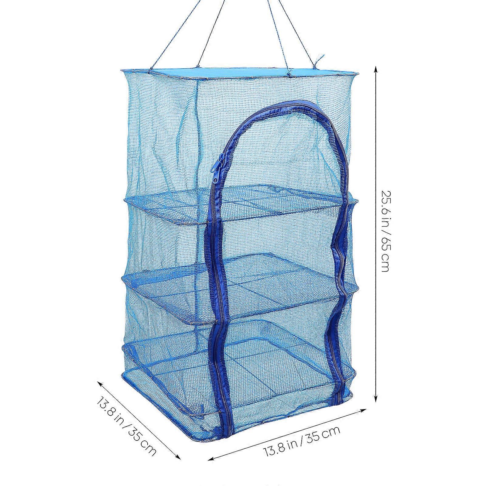 Collapsible Drying Rack for Storage Use Sky-Blue Nylon Mesh Hanging Rack