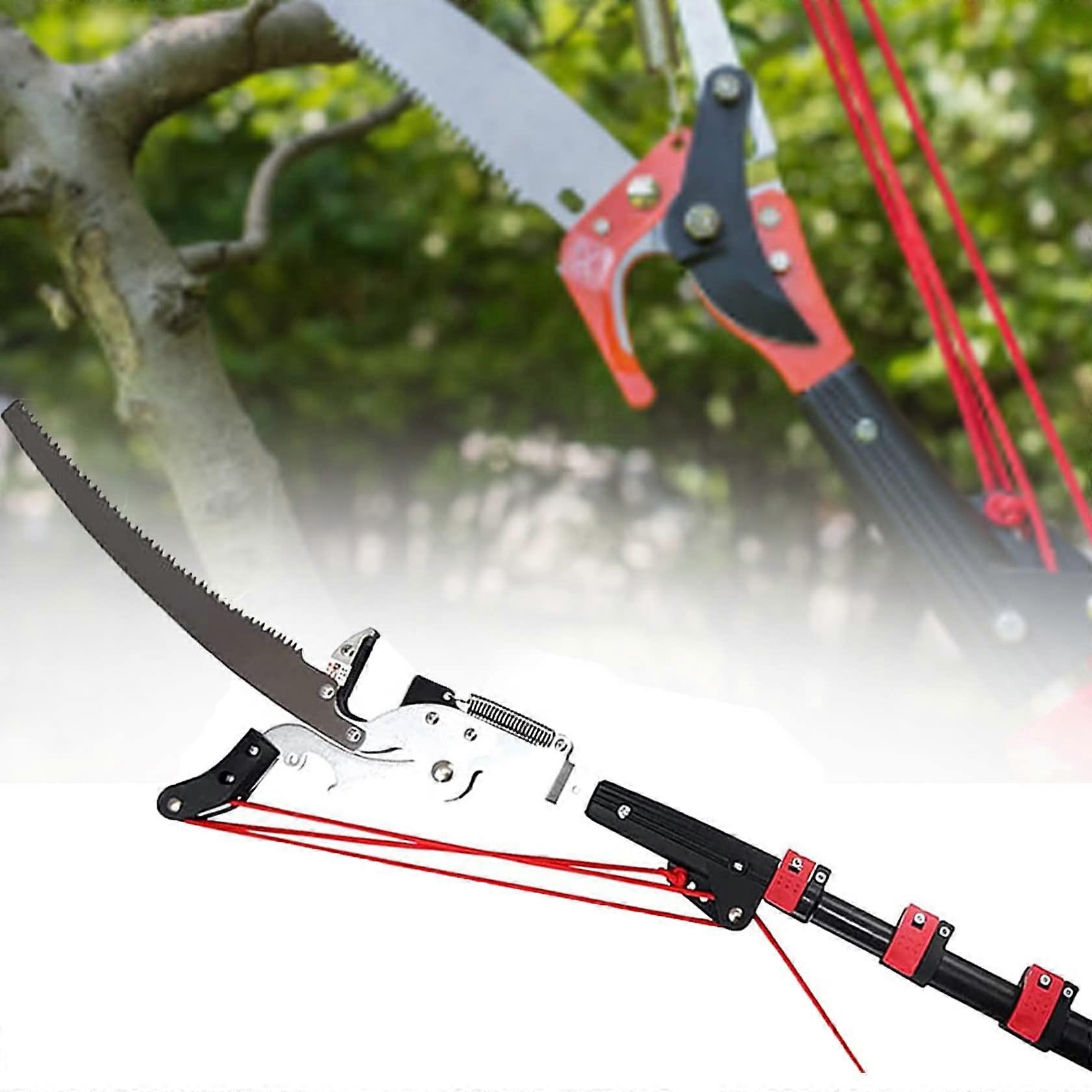 Telescopic Tree Pruner Pole 18ft with Pull Cord, Extendable Long Reach Tree Pruning Tool for  Branches