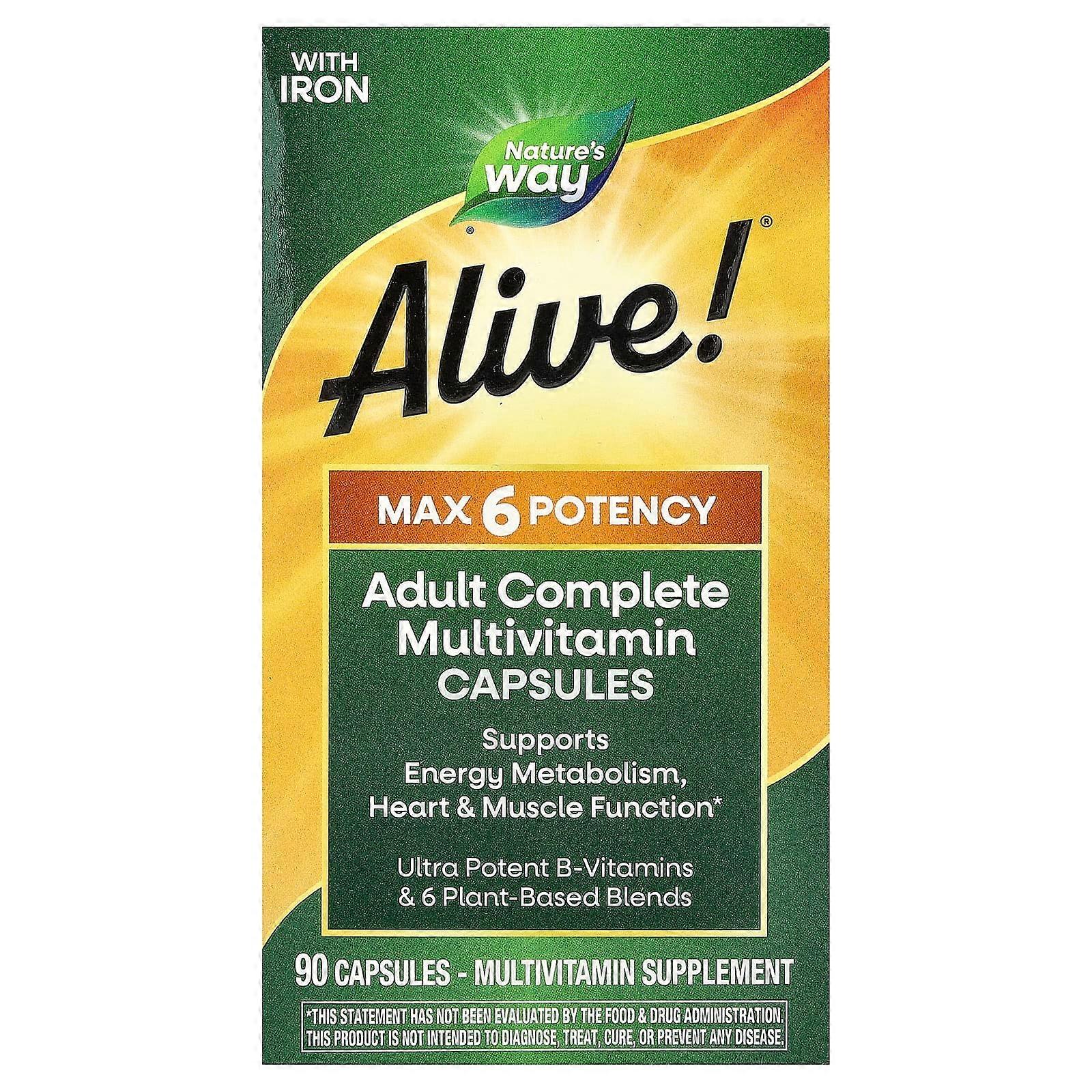 Nature's Way, Alive! Max6 Potency Multivitamin, 90 Capsules