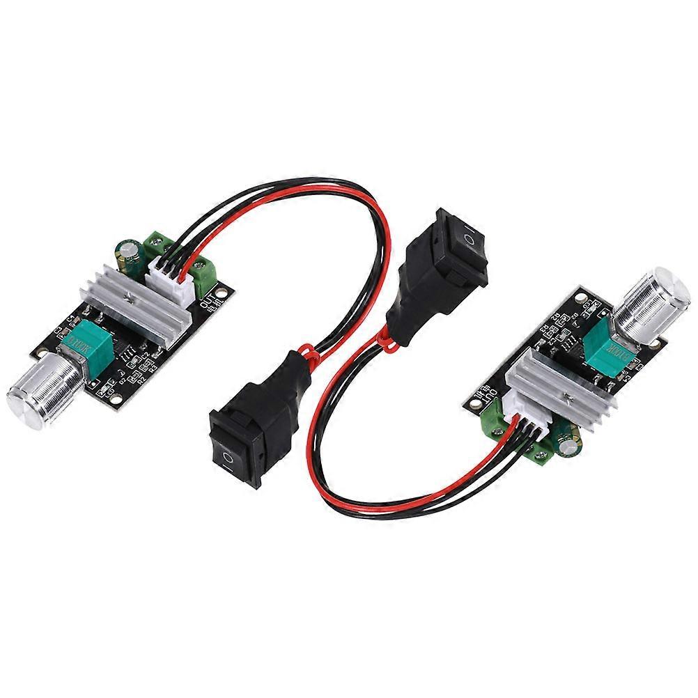 2pcs Dc Motor Speed Controller - Pwm Variable Speed Regulator Governor Switch Adjustable Reversible Pulse Forward And Reverse With Control Knob