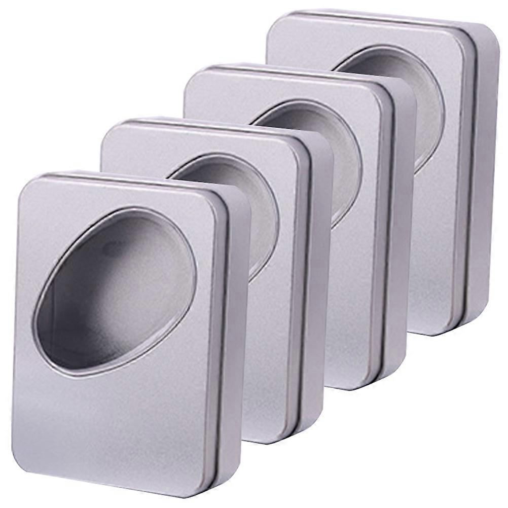 4psc Gift Storage Tins Candy Containers with Clear Window Candy Storage Case Biscuits Boxes Gift  Boxes