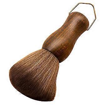 Escova de barbeiro com cabo de madeira e gancho para limpeza de cabelo.