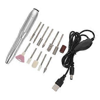 Zilverkleurige elektrische nagelfrees/polijstmachine voor nail art (1 set)