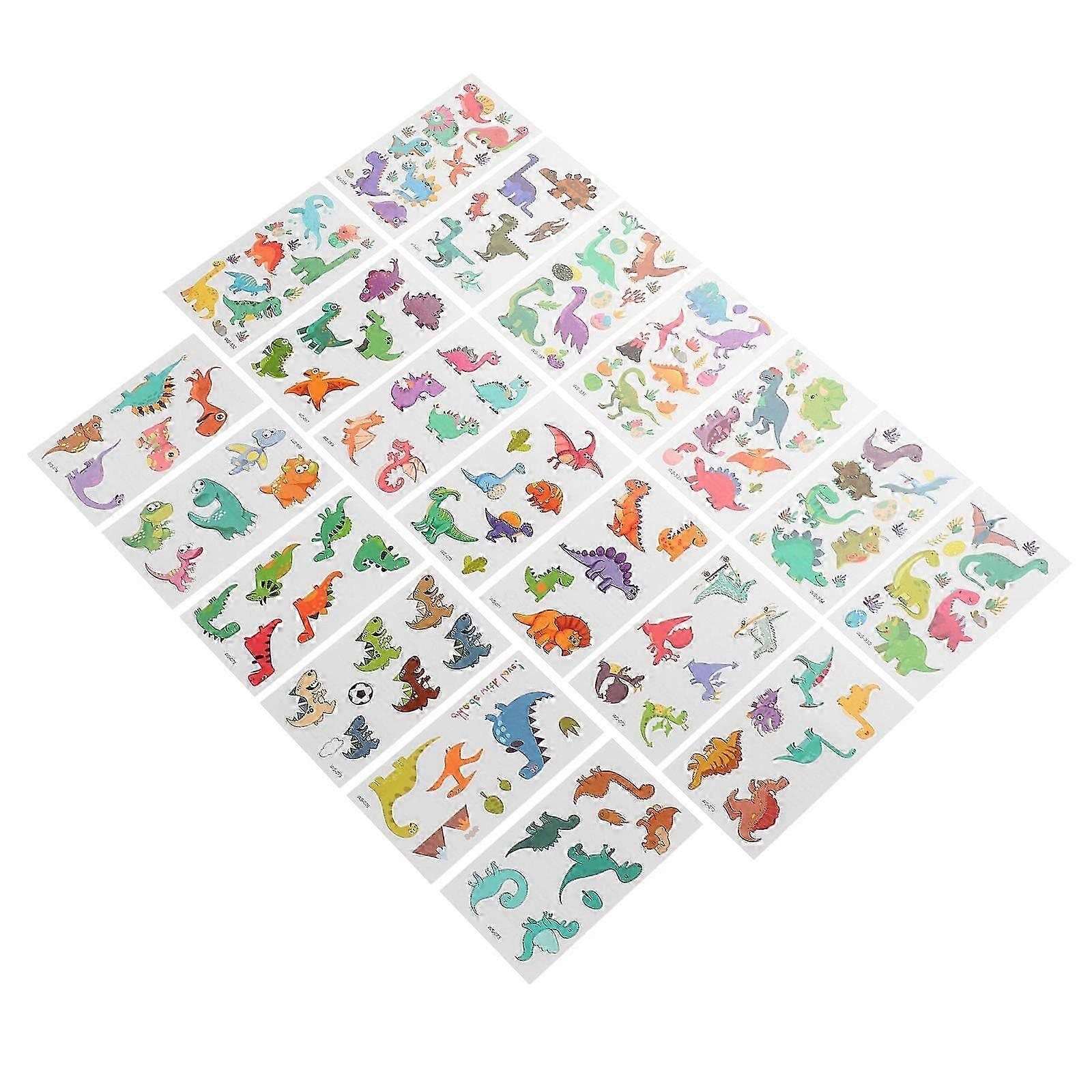 Dinosaur Tattoos Temporary Stickers for Makeup 20 Sheets Assorted Color Creative Patterns