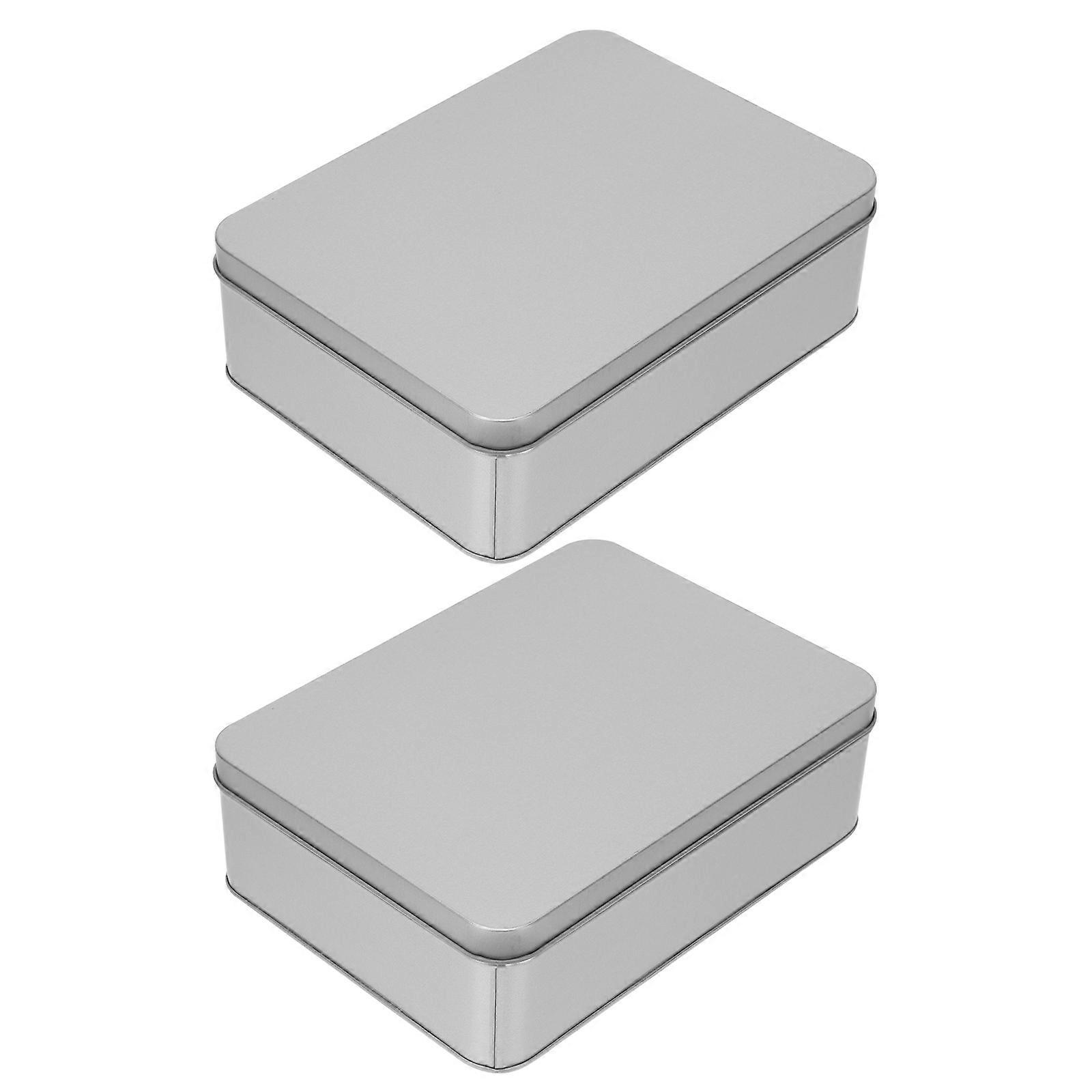 Silver Letter Storage Iron Boxes for 2Pcs Large Rectangular Containers