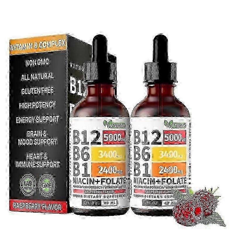 Gotas líquidas de vitamina B12 e B6 (2 unidades) Complexo vitamínico B sublingual B12 - Vitamina B12 25-26