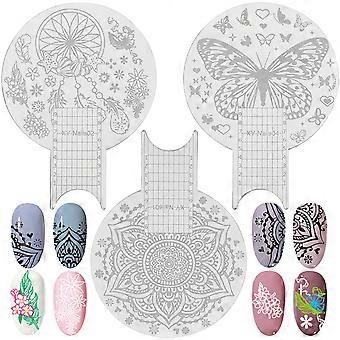 3szt Szablony do manicure Stemple do paznokci Modne szablony do paznokci Płytki do tłoczenia paznokci