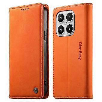 For Xiaomi 17 Leather Wallet Case Card Slots RFID Blocking Magnetic Flip Cover - Orange
