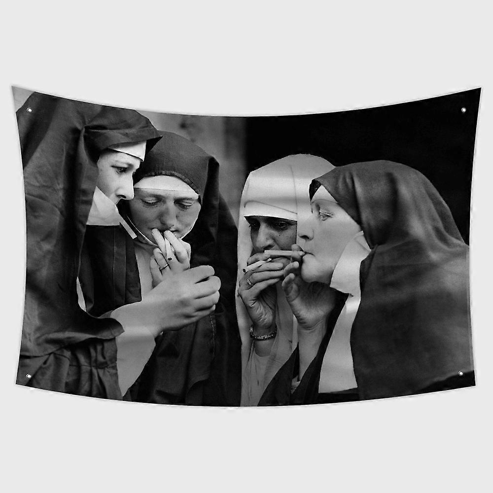 Nuns Smoking Meme Flag ZXC449