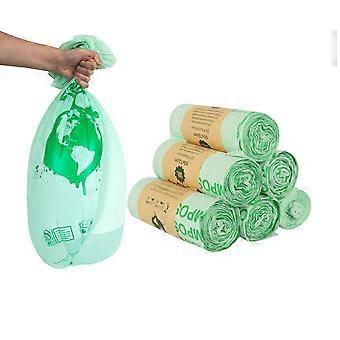 Dww-Roll of 50 biodegradable PLA waste bags - 6L, organic corn starch, flat compostable waste bags for kitchen and household use