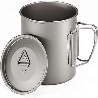 Titanium KrusCamping Kaffekop med Foldbart Håndtag, Camping Titanium Pot til Vandreture Rejser Backpacking Camping Åben Ild