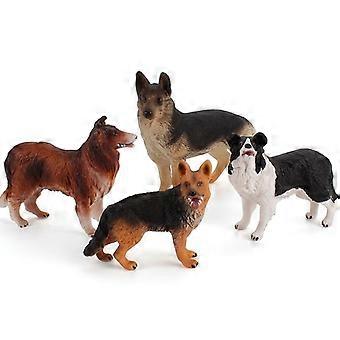 4Pcs Shepherd Dog Figurines Set, PVC Plastic Models of German Shepherd, Border Collie, and Scottish Shepherd, Perfect for Kids, Collectors, and Dog Lo