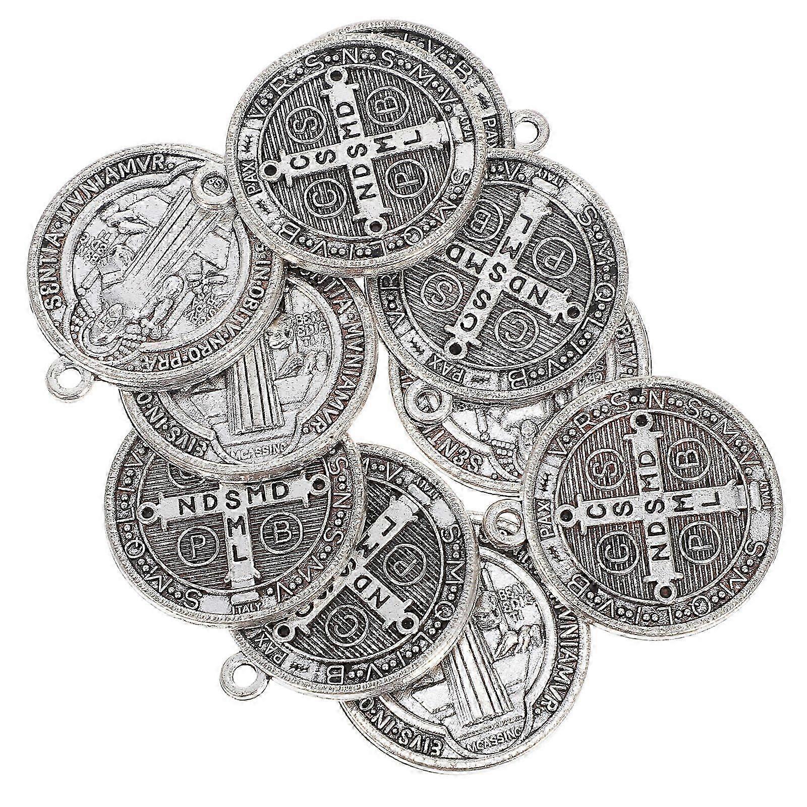 Cross Pattern Metal Pendants for DIY Craft, 10Pcs Silver