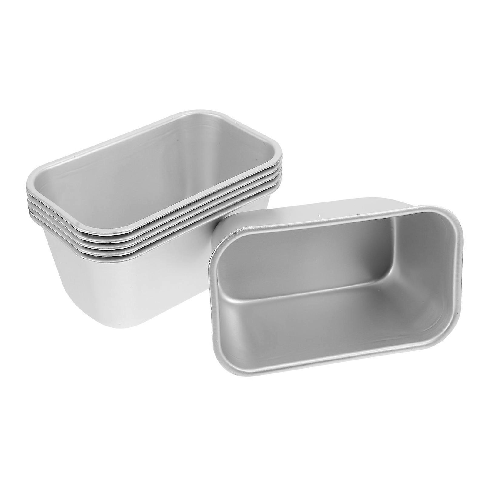 6pcs Non-stick Cake Making Molds Rectangular Toast Boxes Baking Molds (Silver)