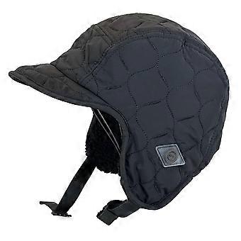 Wendbare Wintermütze, schwarz gefüttert mit Sherpa-Fleece, warm, winddicht, mit Ohrenklappen, Fliegermütze für Damen und Herren