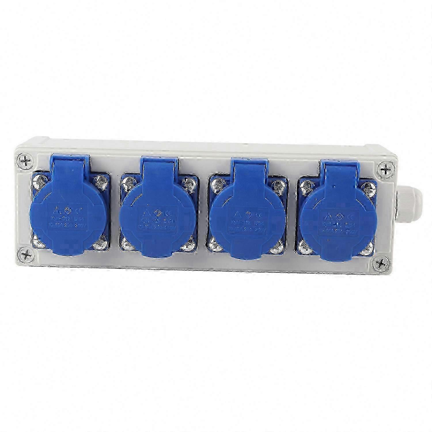 Outdoor Waterproof 4-Position Socket Box with Switch, Rainproof Wall Power Electrical Outlets