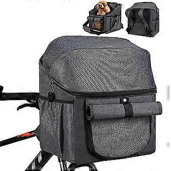 Dog Bike Basket 4-In-1 Foldable Carrier With Handlebar Adapter Breathable Backpack For Cat And Dog Outdoor Cycling