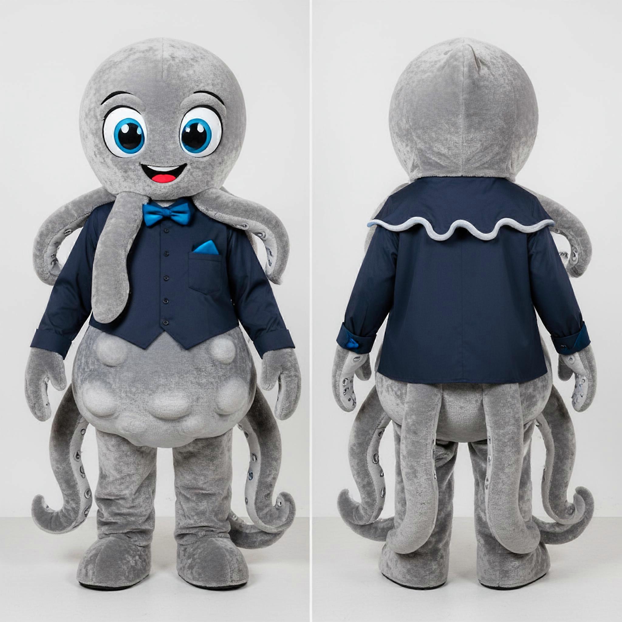 MASTICOT Gray Plush Padded Kraken Mascot