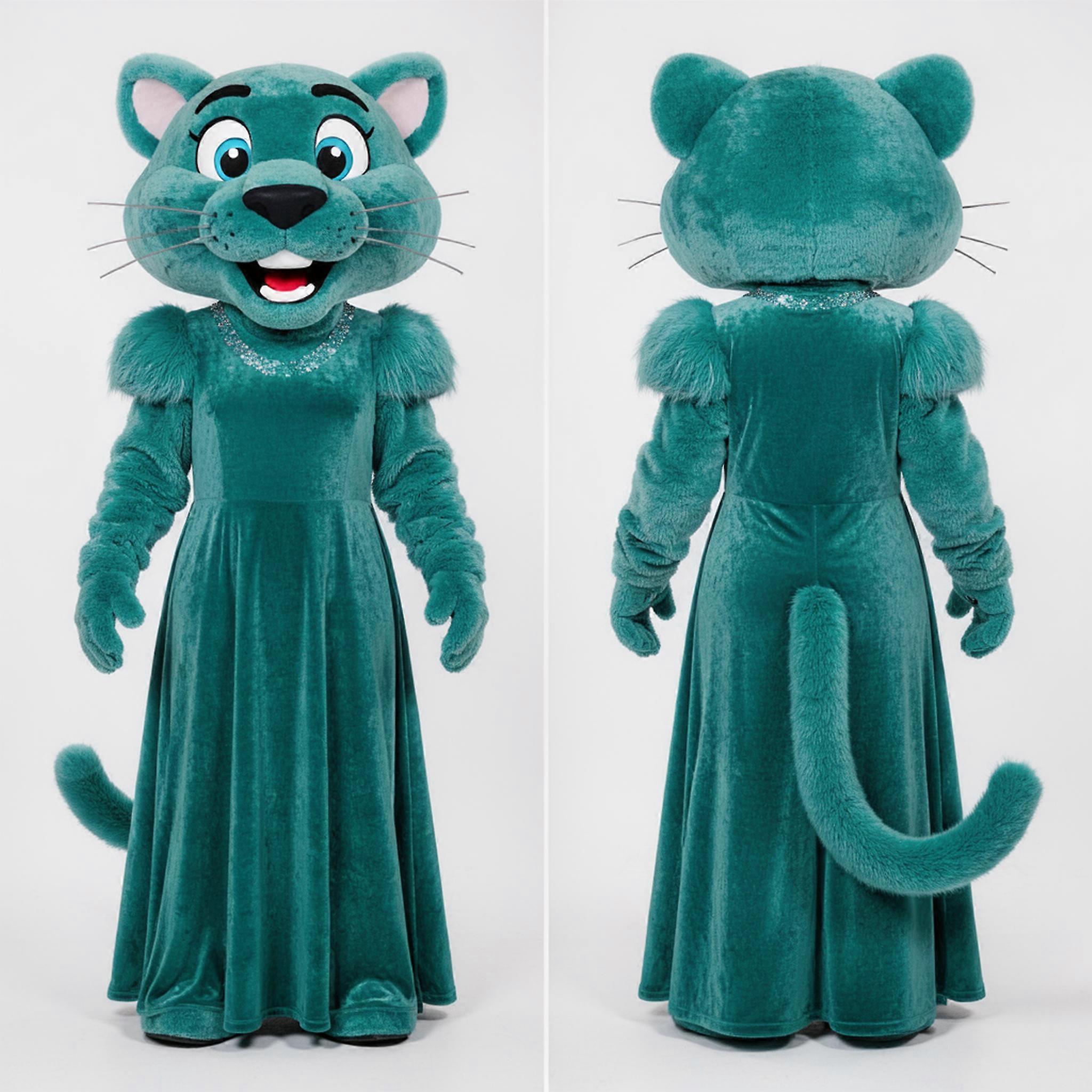 MASTICOT Teal Flowing Cartoon Puma Mascot