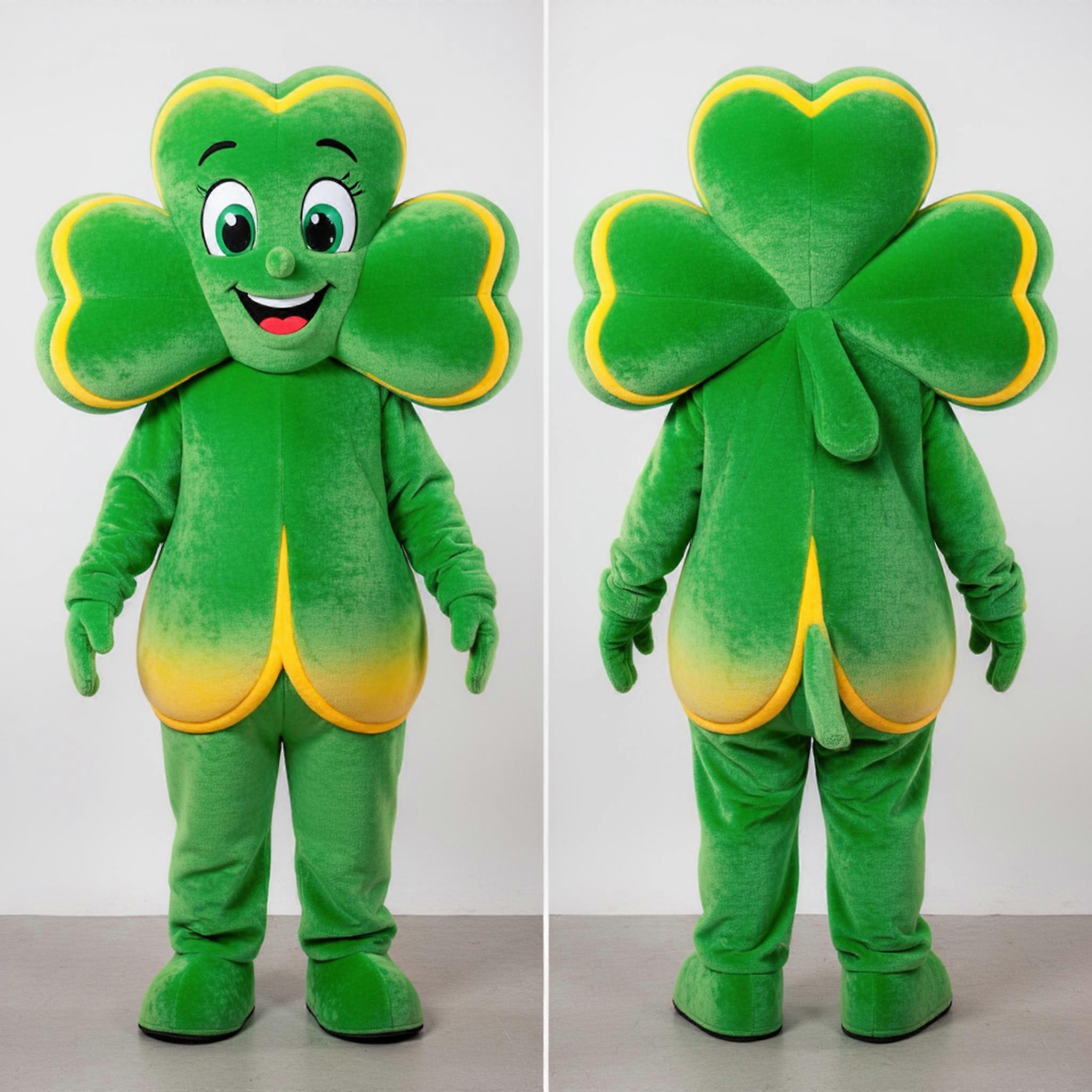 MASTICOT Velvety Yellow Four Leaf Clover Mascot