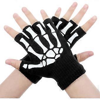 Yolev Skeleton Fingerless Gloves Goth Skull Gloves For Men And Women