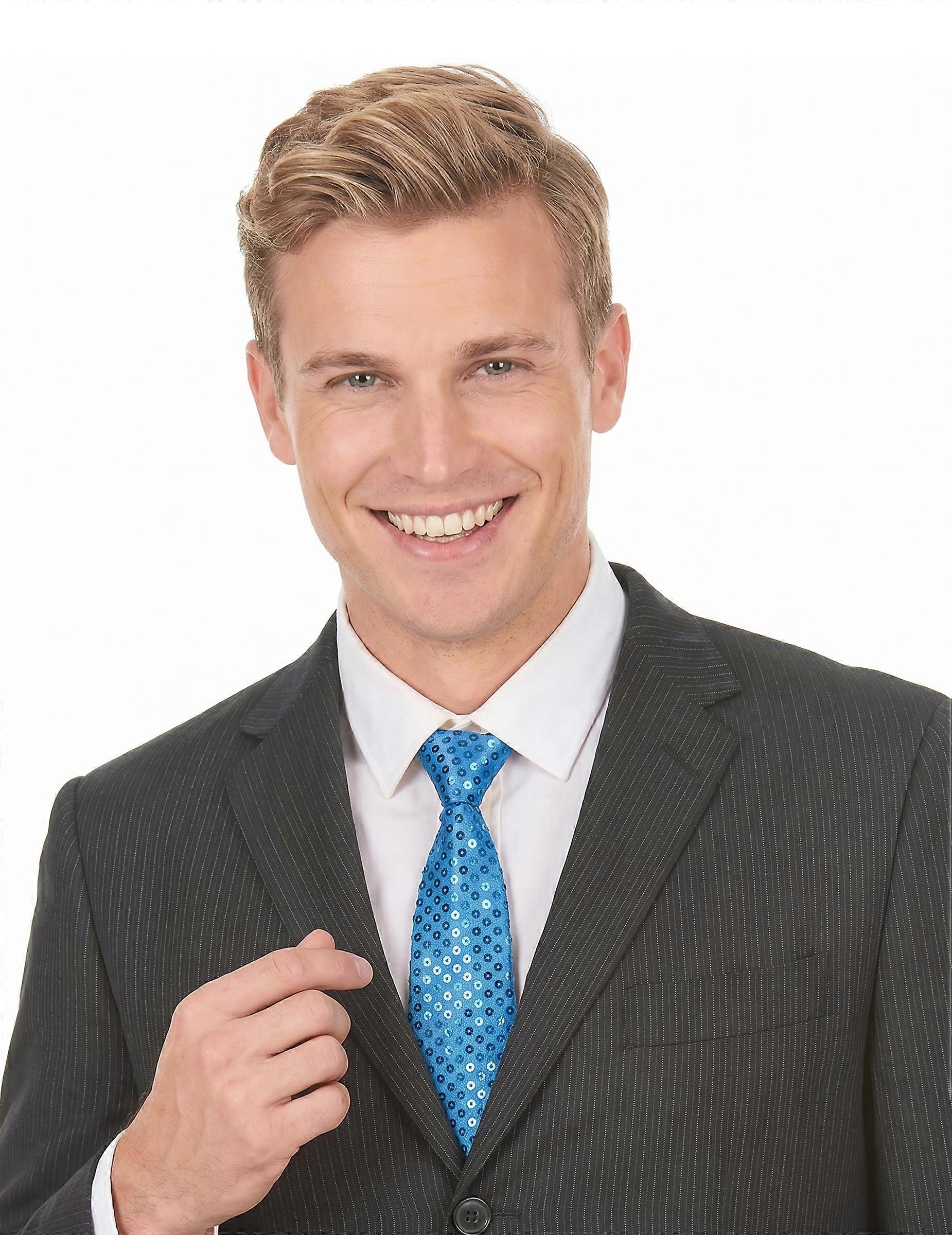 Adult blue sequin tie
