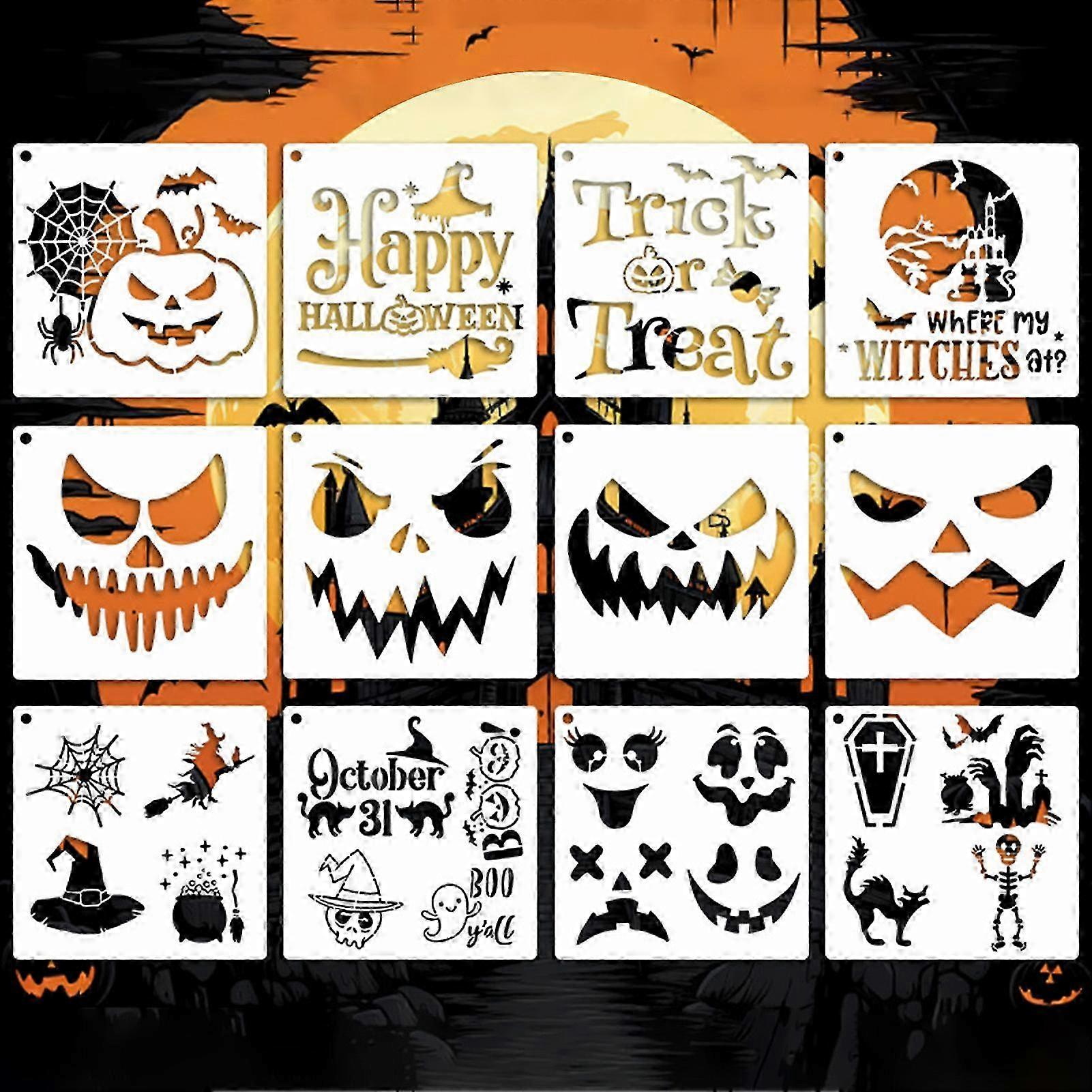 12pcs Halloween Stencil Set PET