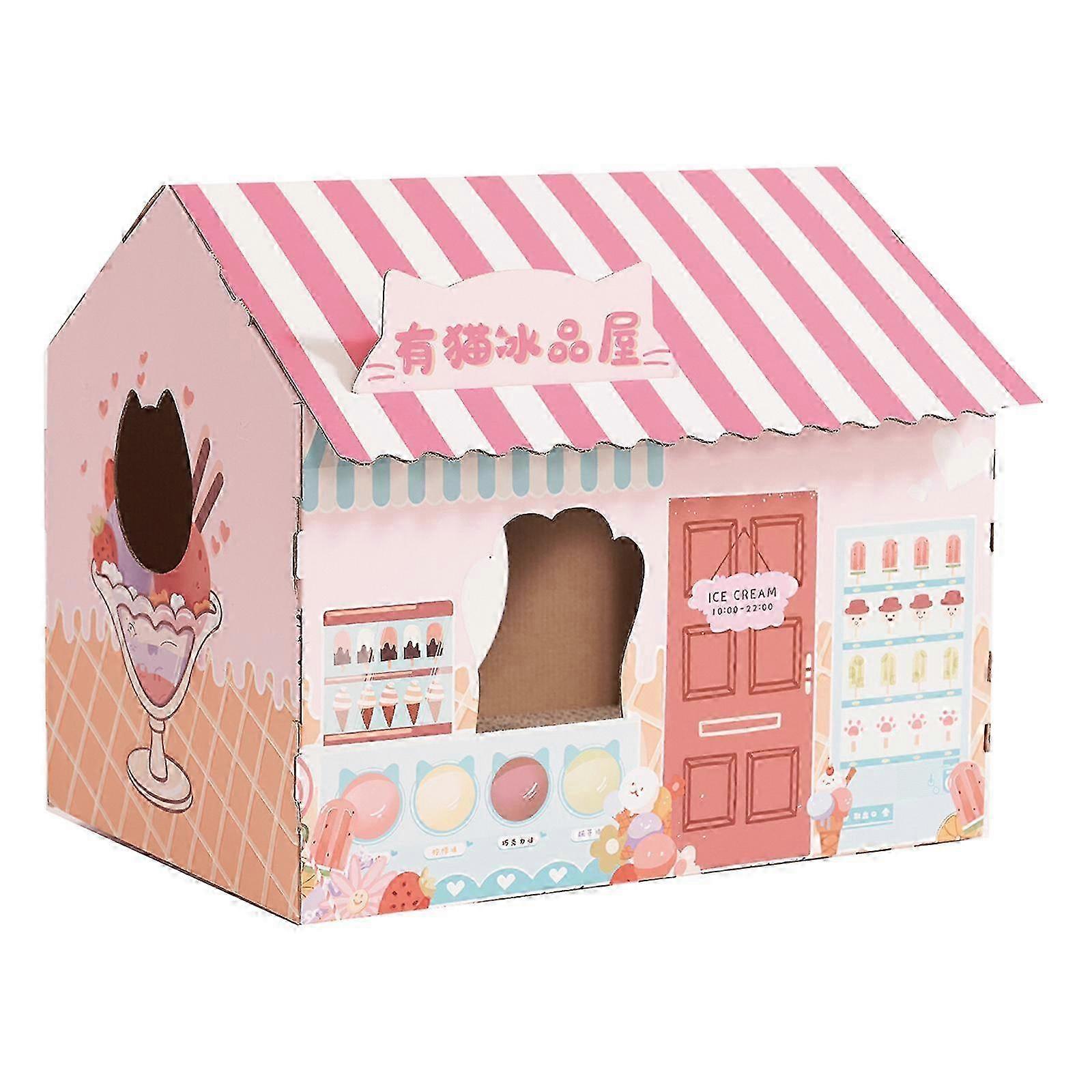 Scratch-Integrated Cardboard Cat Den