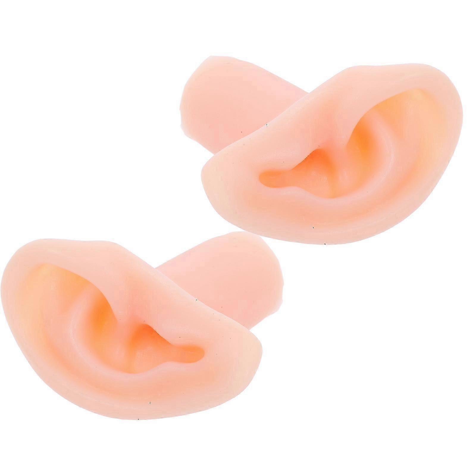 3pcs Silicone Ear Model for Earring Piercing Practice Beige Pair DisplayJJ