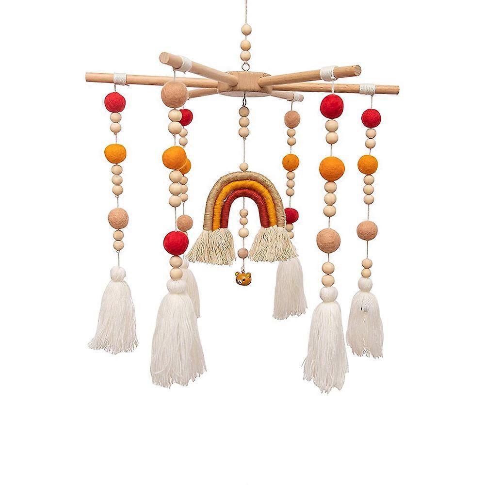 Colourful Cotton Wool Felt Crib Mobile for Visual Development