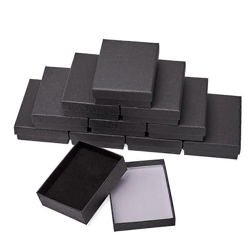 24pcs Cardboard Gift boxes with Black Sponge inside Rectangle Black 8x5x2.7cm