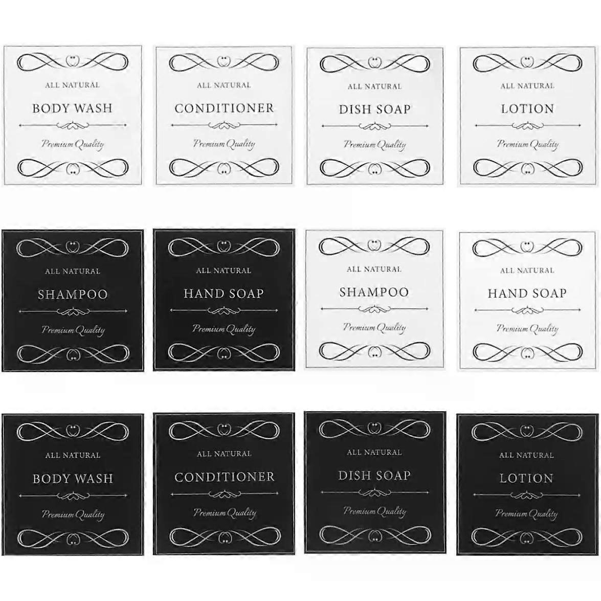 2 Set Waterproof Vinyl Hand Soap Labels for Refillable Pump Bottles