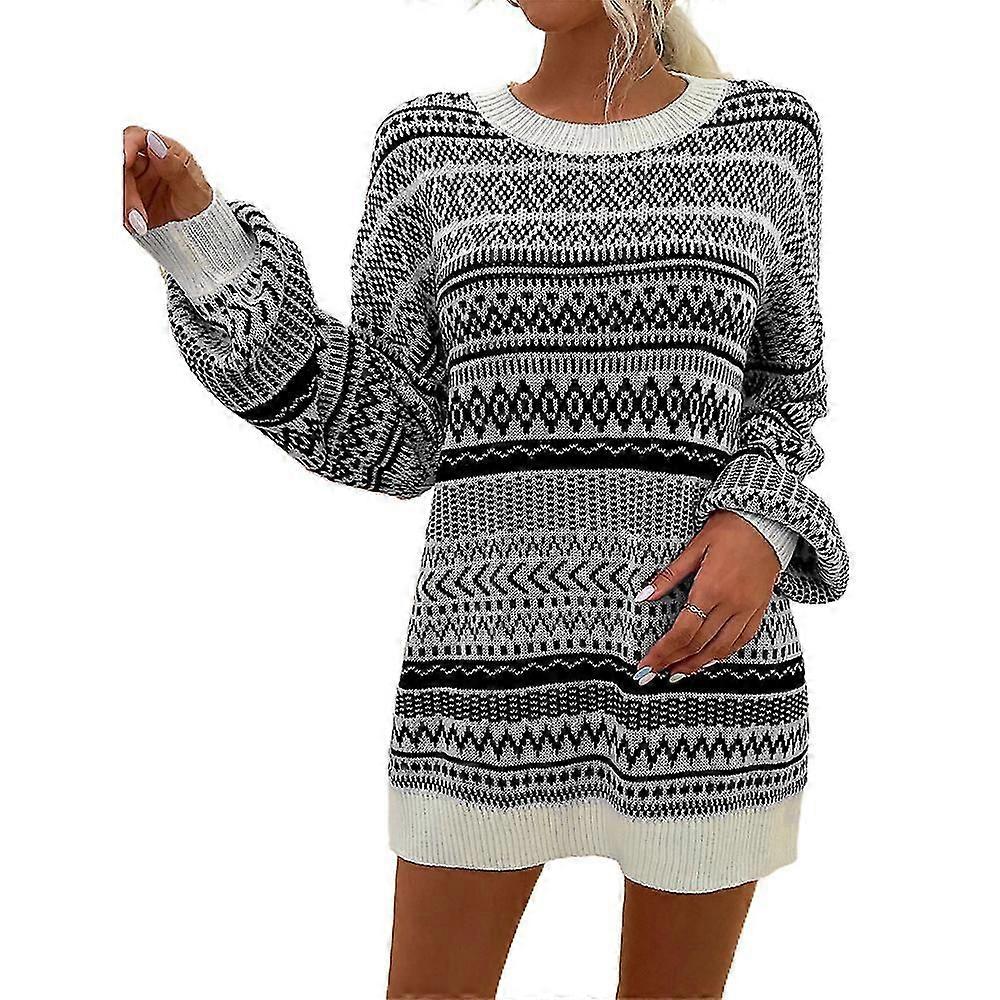 Noël Femmes Pull Long Pullover Hiver Pull Robe