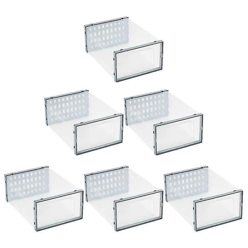 33X23cm White 6pcs Shoe Racks & Organizers 6pcs Dust-proof Clamshell-type Shoes Box Large Capacity S