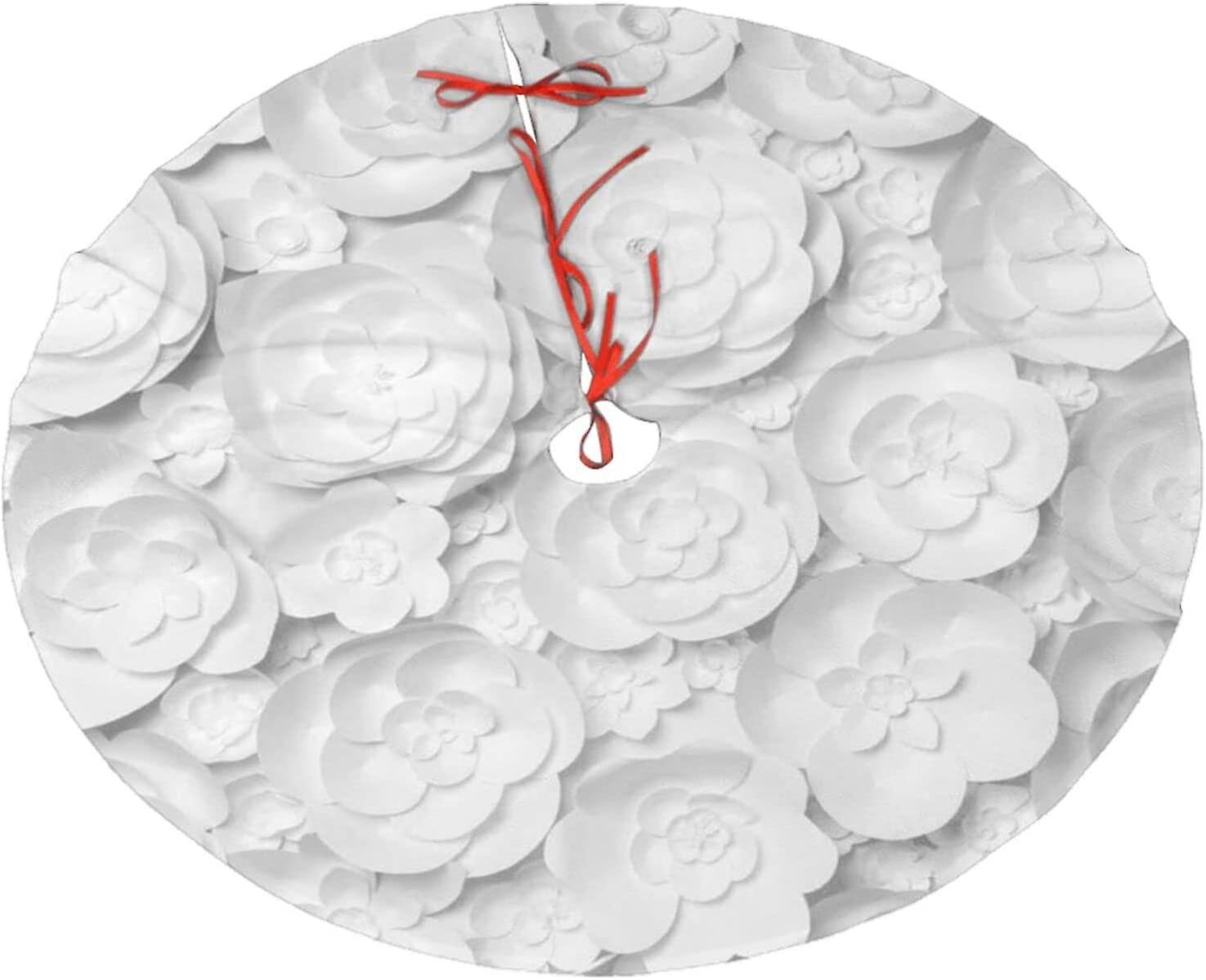 Christmas Tree Skirt 3D Flower Christmas Decoration Plush Tree Skirt