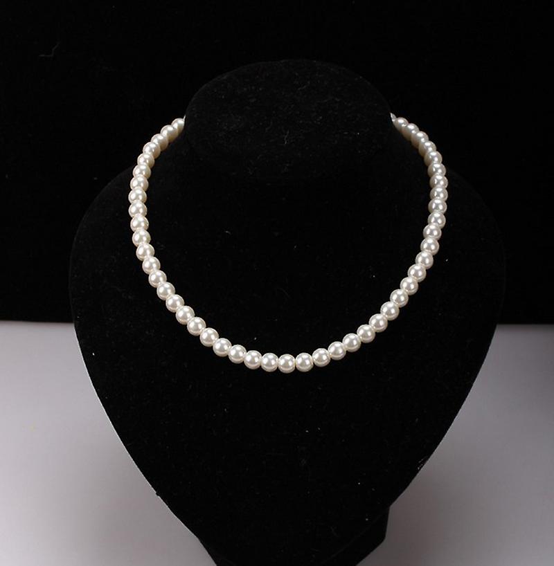 Collier de perles de fausses perles blanches de 8mm
