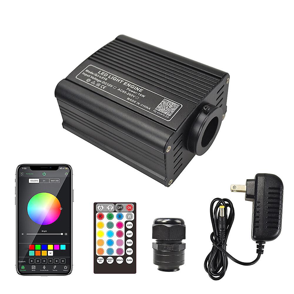 2M 16w Rgb Led Light Engine With 24-key Rf Remote & Pmma Fiber Optic Cable For Ceiling Decoration