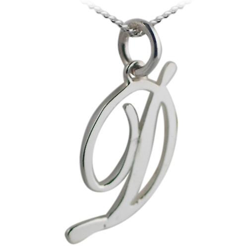 Silver 25x11mm initial D with a curb Chain 24 inches