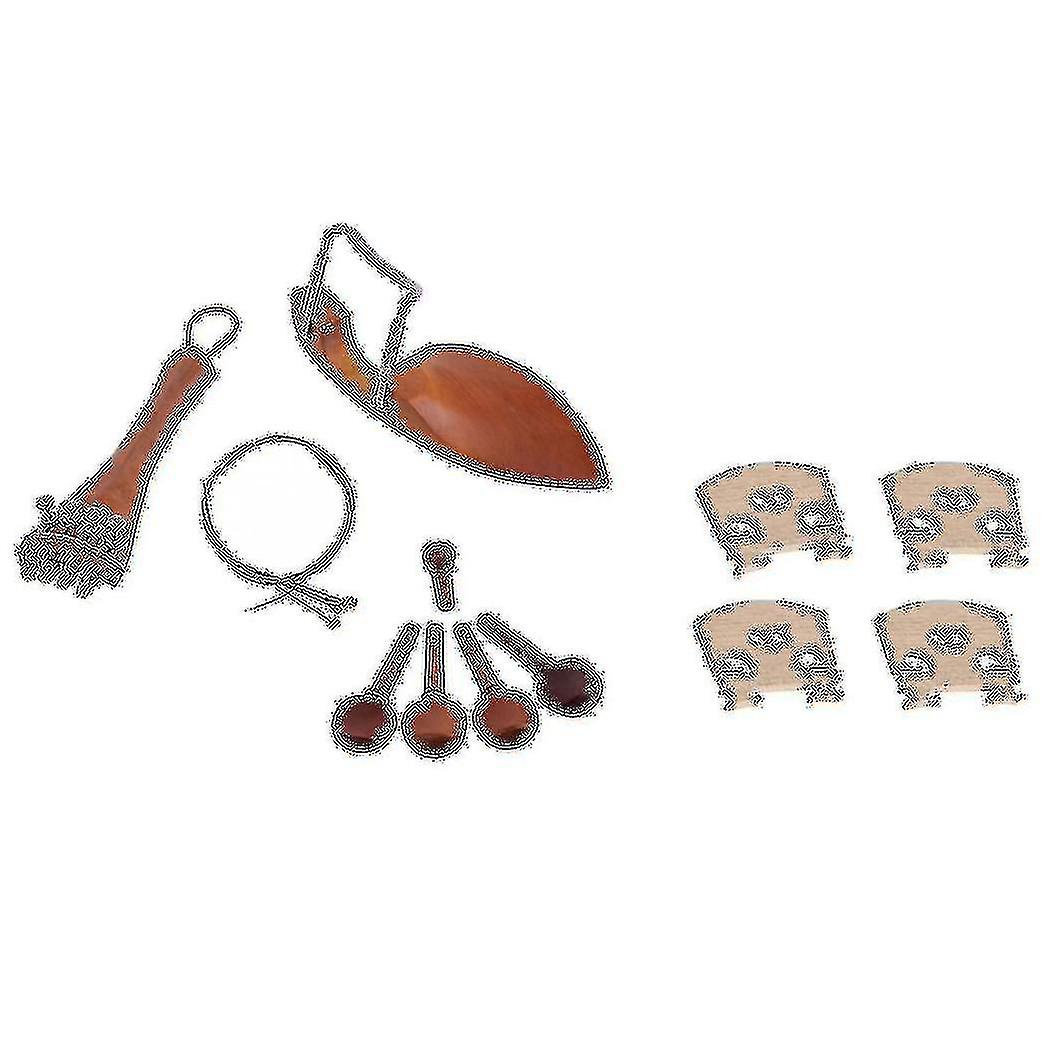 1 Set Chin Rest Tailpiece Fine Tuner Tuning Peg Tailgut Endpin Strings Kit & 1 Set 4/4 Maple Bridge