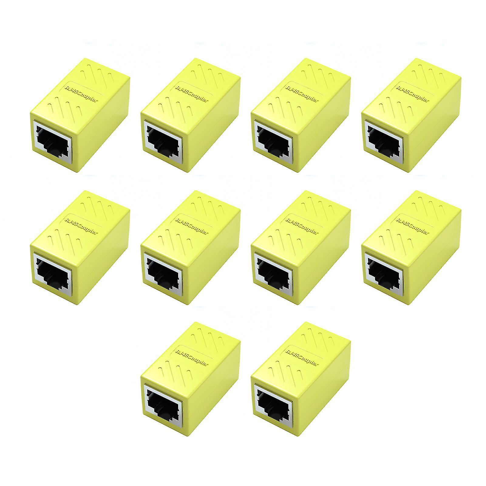 10pcs Useful Rj45 Coupler Shielding Protection Structure Increase Conductivity Stable Durable Network Cable Extender For Home