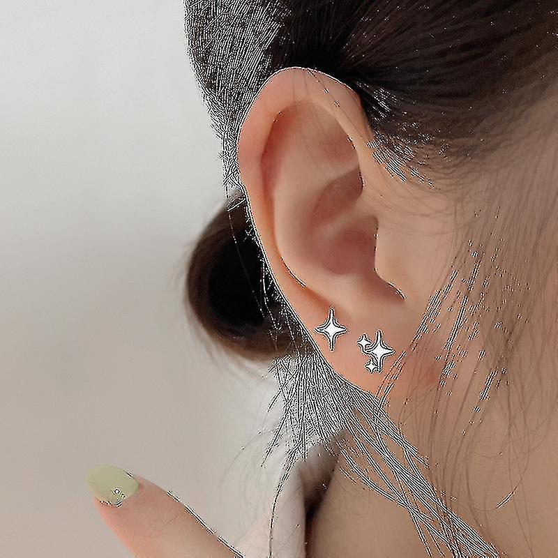 Four Stars Stud Earring Silver plated Brass Earring