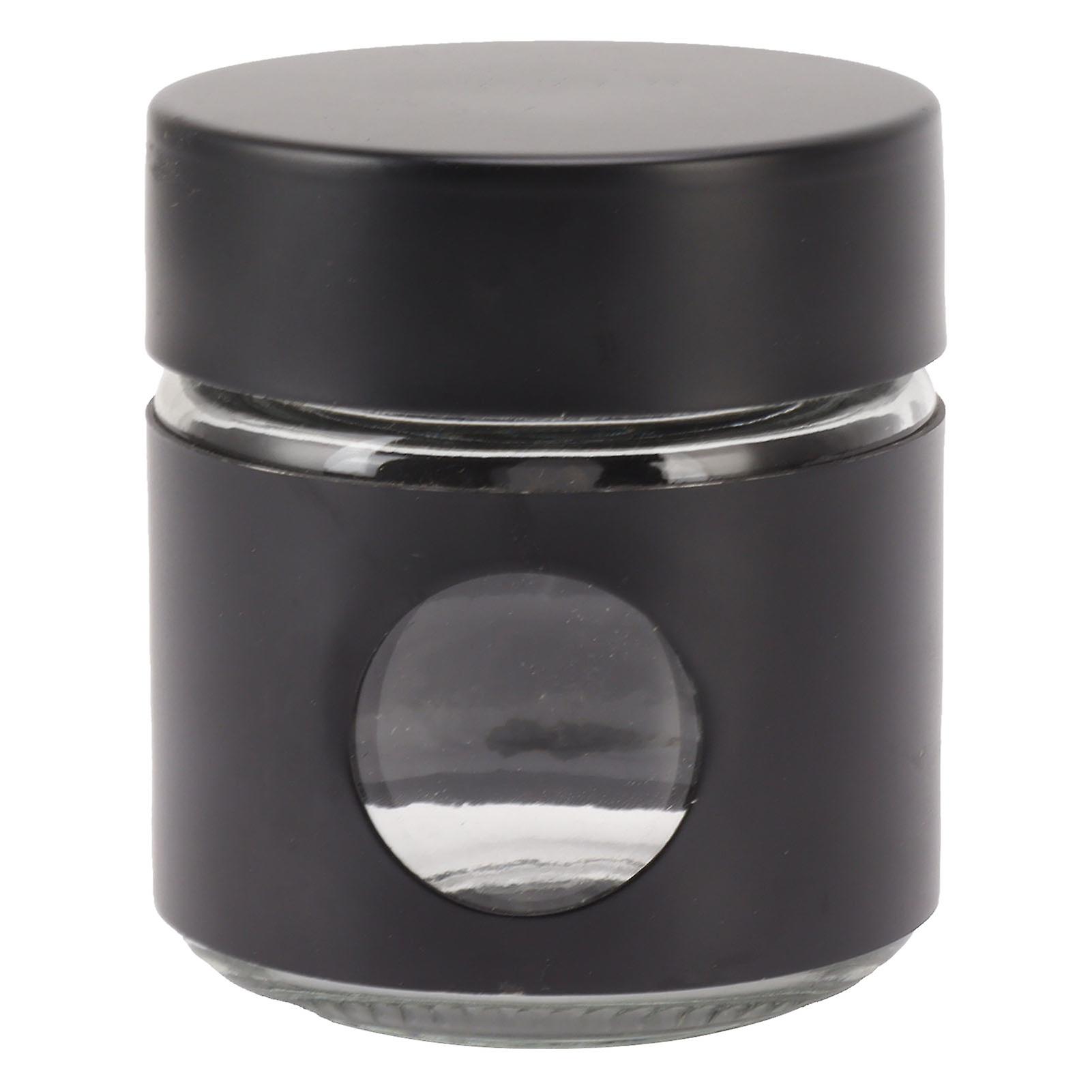 Glass and Stainless Steel Coffee Container, Coffee Bean Storage Container, Airtight Kitchen Food Storage Container, Black