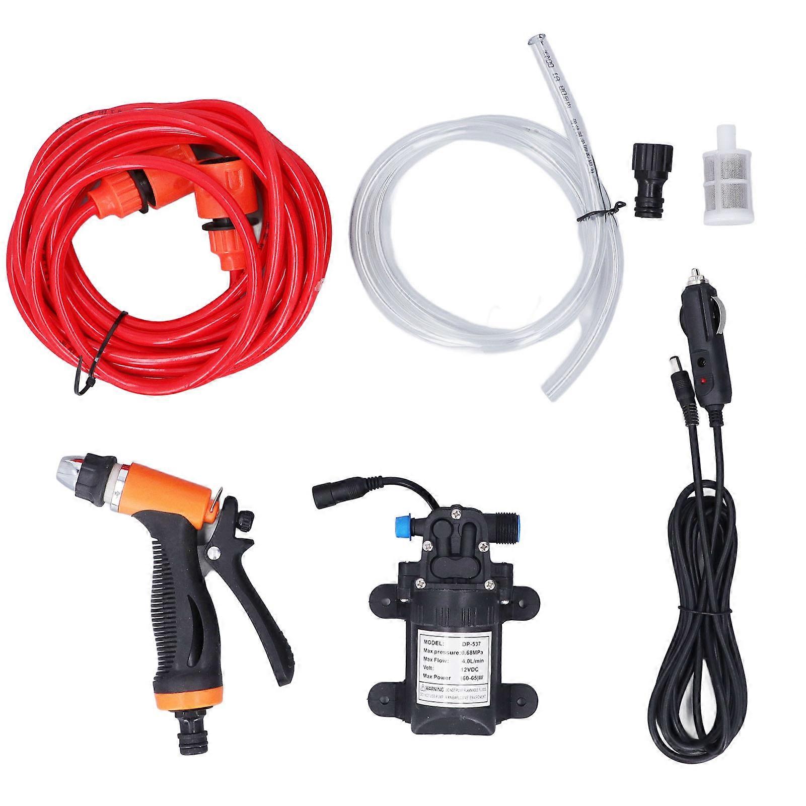 12V Portable High Pressure Washer 160PSI Car Washer with 2 Hose for Car