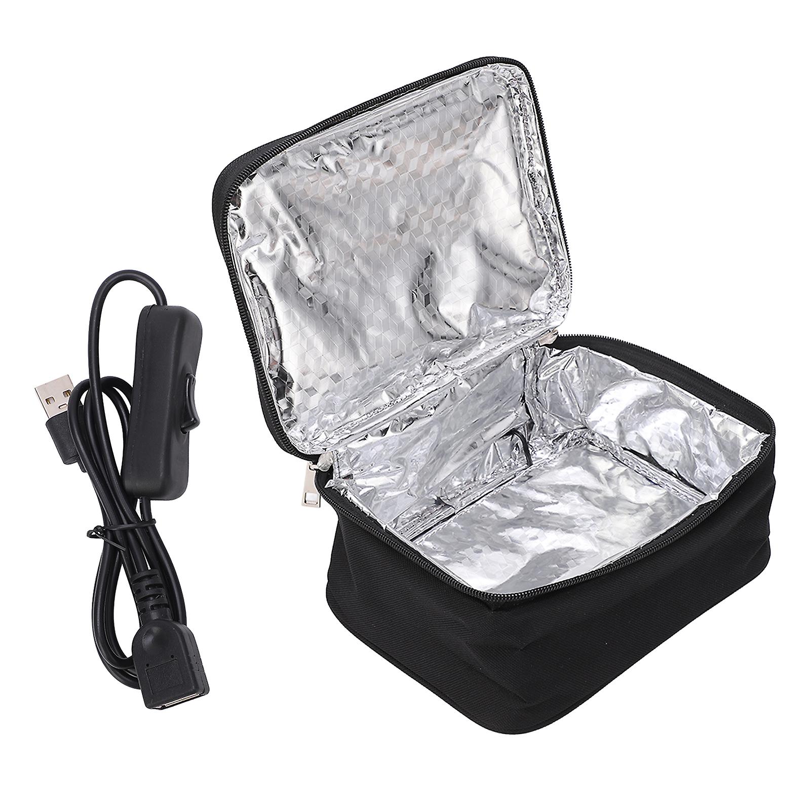 Portable Heated Lunch Box with USB Charging and Oven Function, Aluminum Film Liner Lunch Bag with 2 Heating Methods for Office and Travel