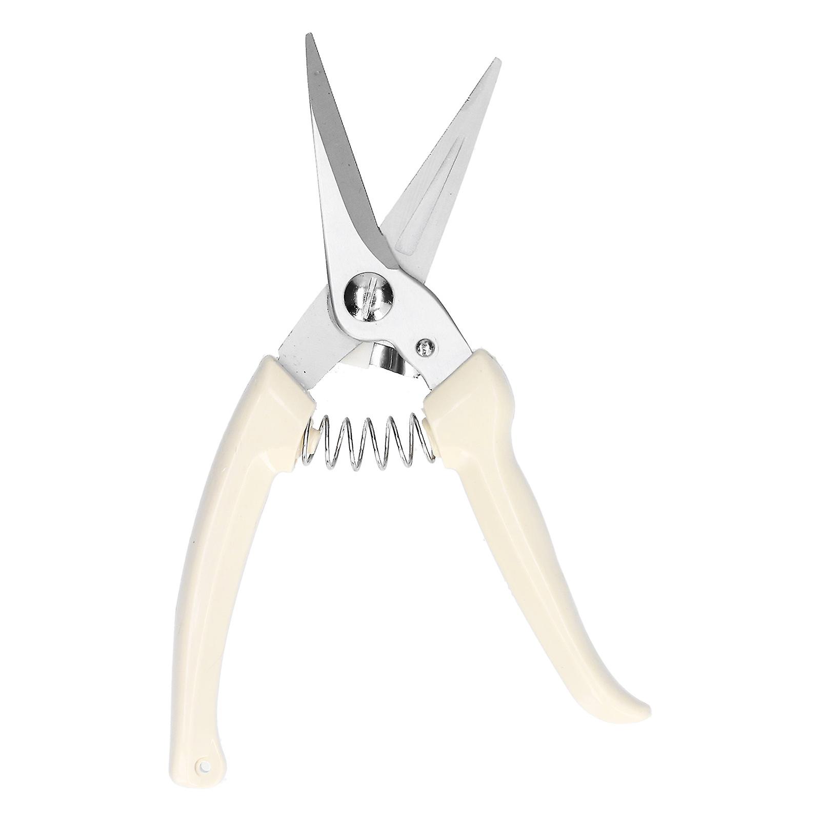 Stainless steel pruning shears with lock, ivory handle